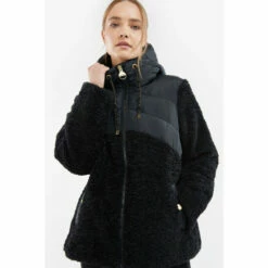 Barbour International Teddy Fur Fleece Alipine Black Jacket