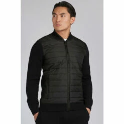 Barbour International Baffle Hybrid Zip Through Jumper Black