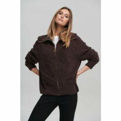 Barbour International Chenille Zip Neck Romana Brown Jumper