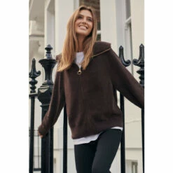 Barbour International Chenille Zip Neck Romana Brown Jumper -Barbour International Shop unnamed file 1446