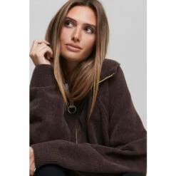 Barbour International Chenille Zip Neck Romana Brown Jumper -Barbour International Shop unnamed file 1447