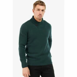 Barbour International Barbour® International Green Shawl Neck Knit Jumper