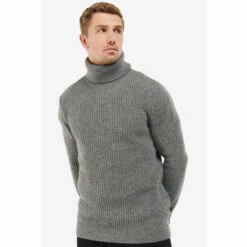 Barbour International Barbour® International Grey Roll Neck Knit Sweatshirt