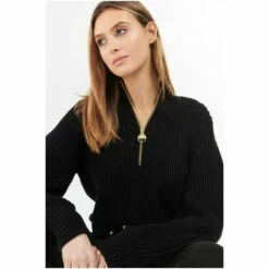 Barbour International Chunky Knit Zip Neck Gardia Black Jumper -Barbour International Shop unnamed file 1496