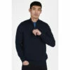 Barbour International Barbour® International Blue Cotton Half Zip Knit Sweater