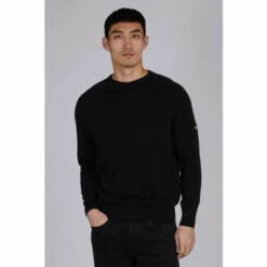 Barbour International Barbour® International Cotton Crew Knit Black Jumper