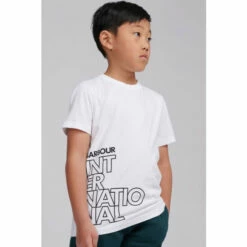 Barbour International Barbour® International Boys Outline Logo White T-Shirt