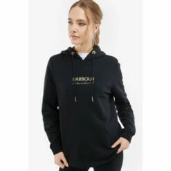 Barbour International Barbour® International Longline Romana Metallic Logo Hoodie Green