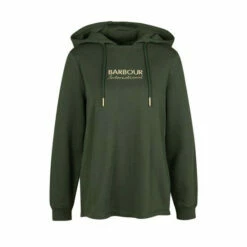 Barbour International Barbour® International Longline Romana Metallic Logo Hoodie Green -Barbour International Shop unnamed file 2028