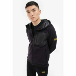 Barbour International Barbour® International Black Racer Quilted Hybrid Hoodie