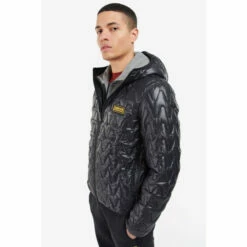 Barbour International Barbour® International Black Wave Hooded Quilted Padded Jacket