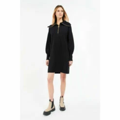 Barbour International Zip Neck Volante Black Jumper Dress -Barbour International Shop unnamed file 2162