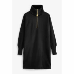 Barbour International Zip Neck Volante Black Jumper Dress -Barbour International Shop unnamed file 2167