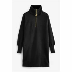 Barbour International Zip Neck Volante Black Jumper Dress -Barbour International Shop unnamed file 2168