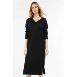 Barbour International Barbour® International V-Neck Knitted Midi Boa Jumper Dress Black -Barbour International Shop unnamed file 2174