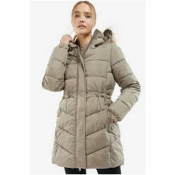 Barbour International Barbour® International Padded Fur Trim Cinched Waist Bahia Jacket Beige -Barbour International Shop unnamed file 576